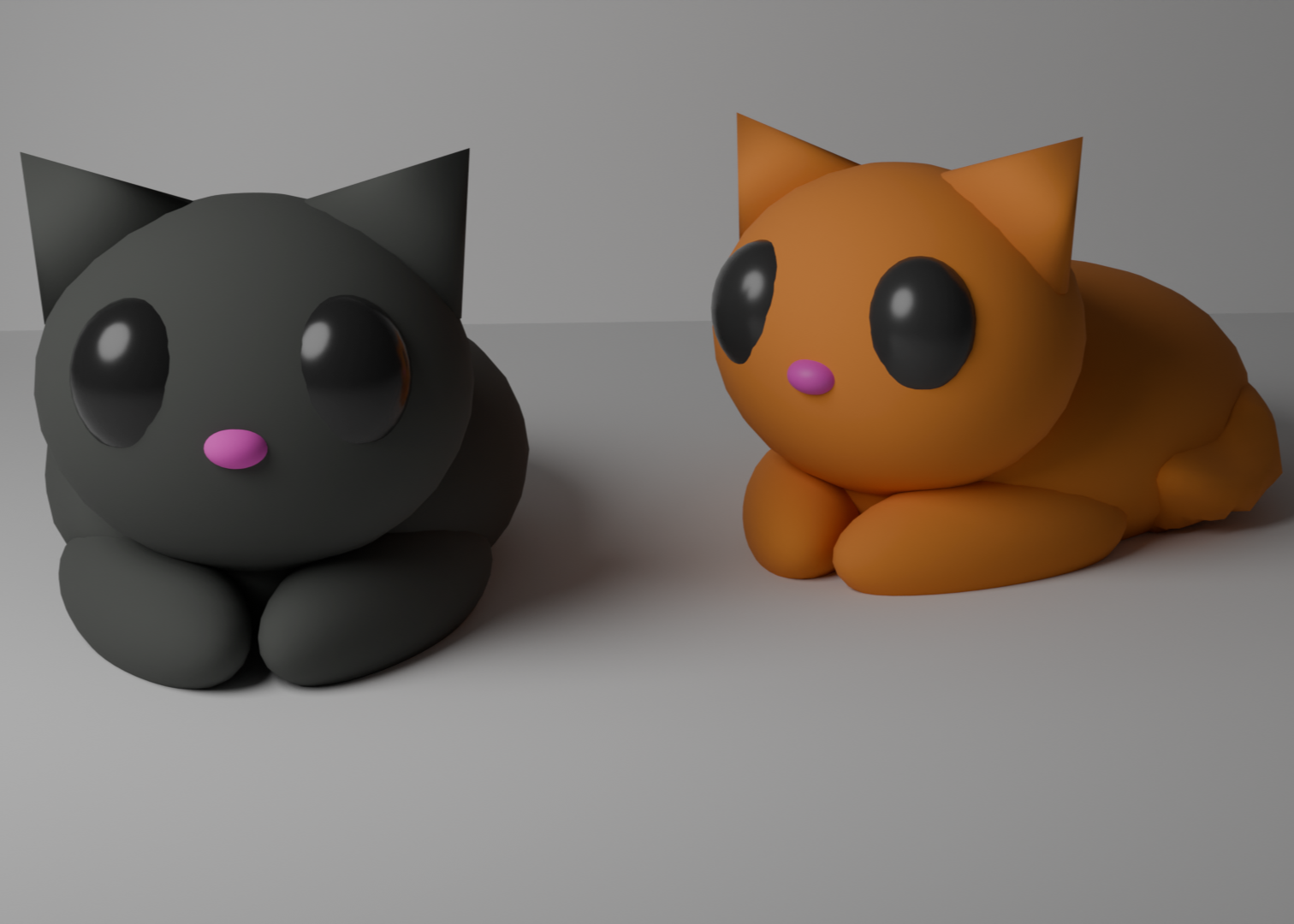 Twee 3D katten gemaakt in het programma blender